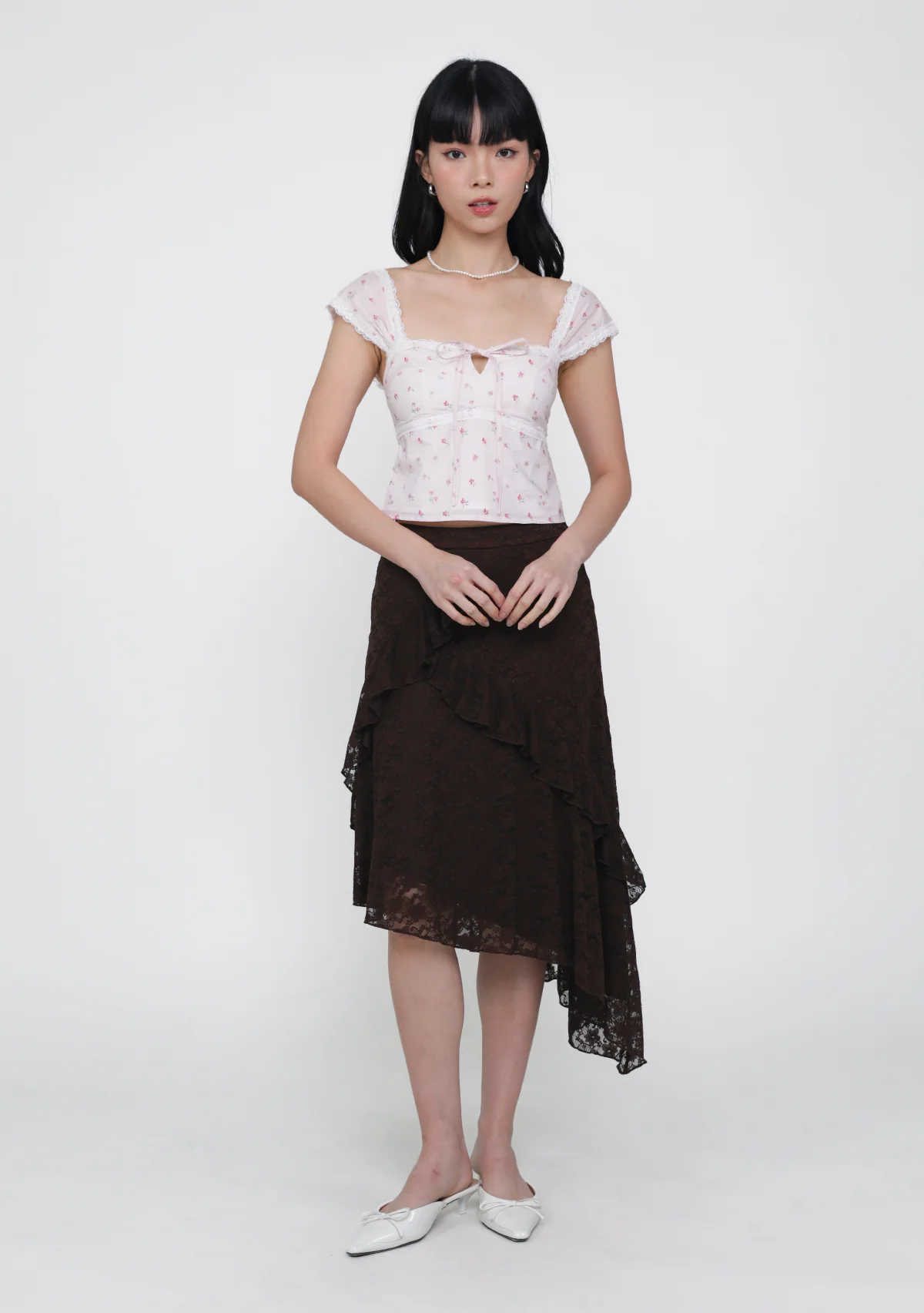 Solène Lace Frills Midi Skirt - Image 8