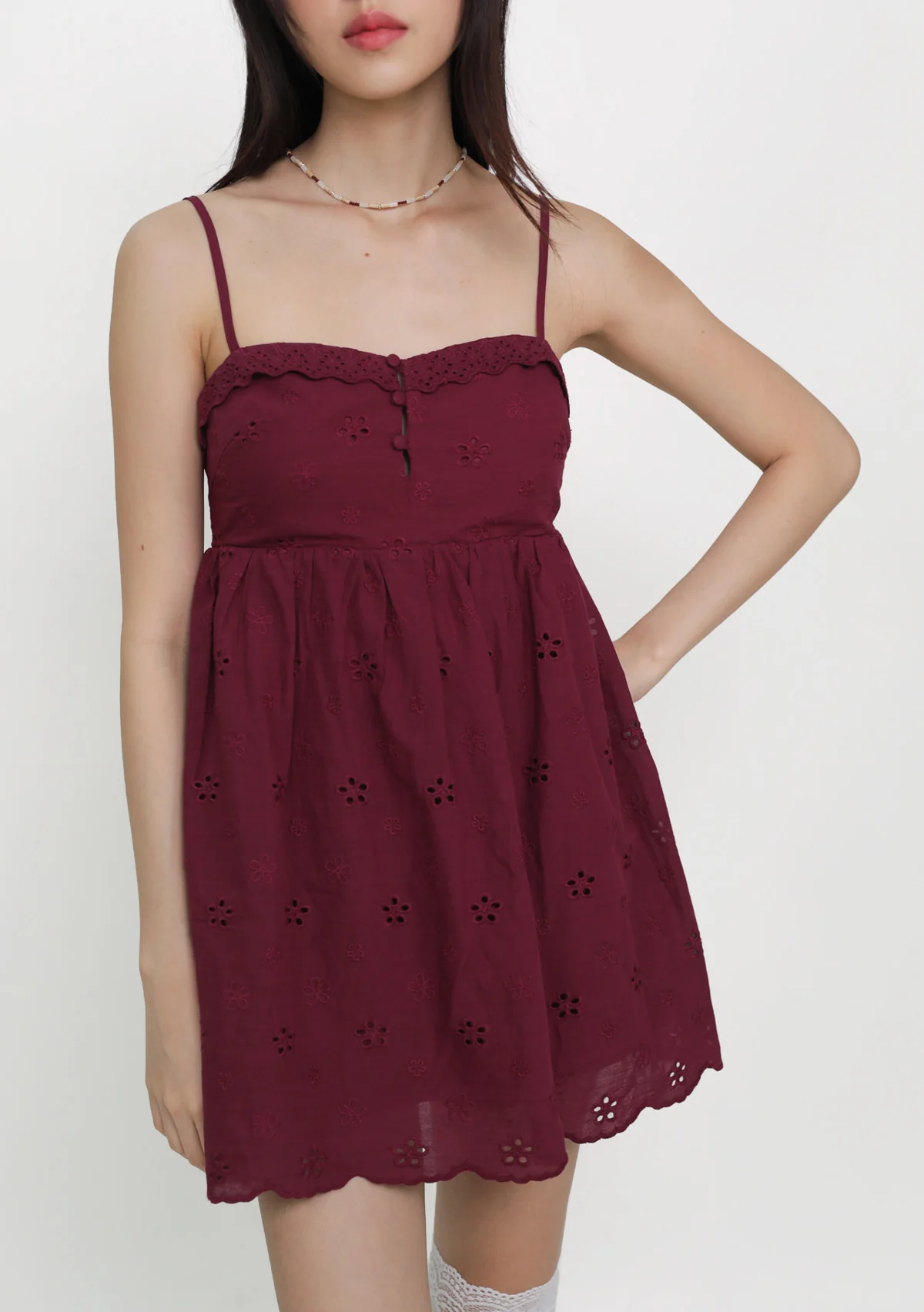 Sophia Padded Babydoll Romper (Eyelet) - Image 11