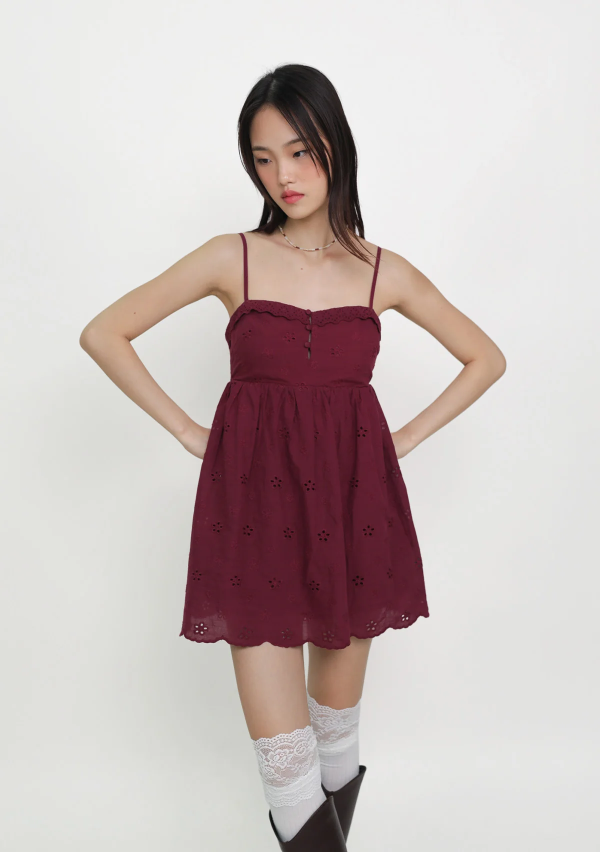 Sophia Padded Babydoll Romper (Eyelet) - Image 9