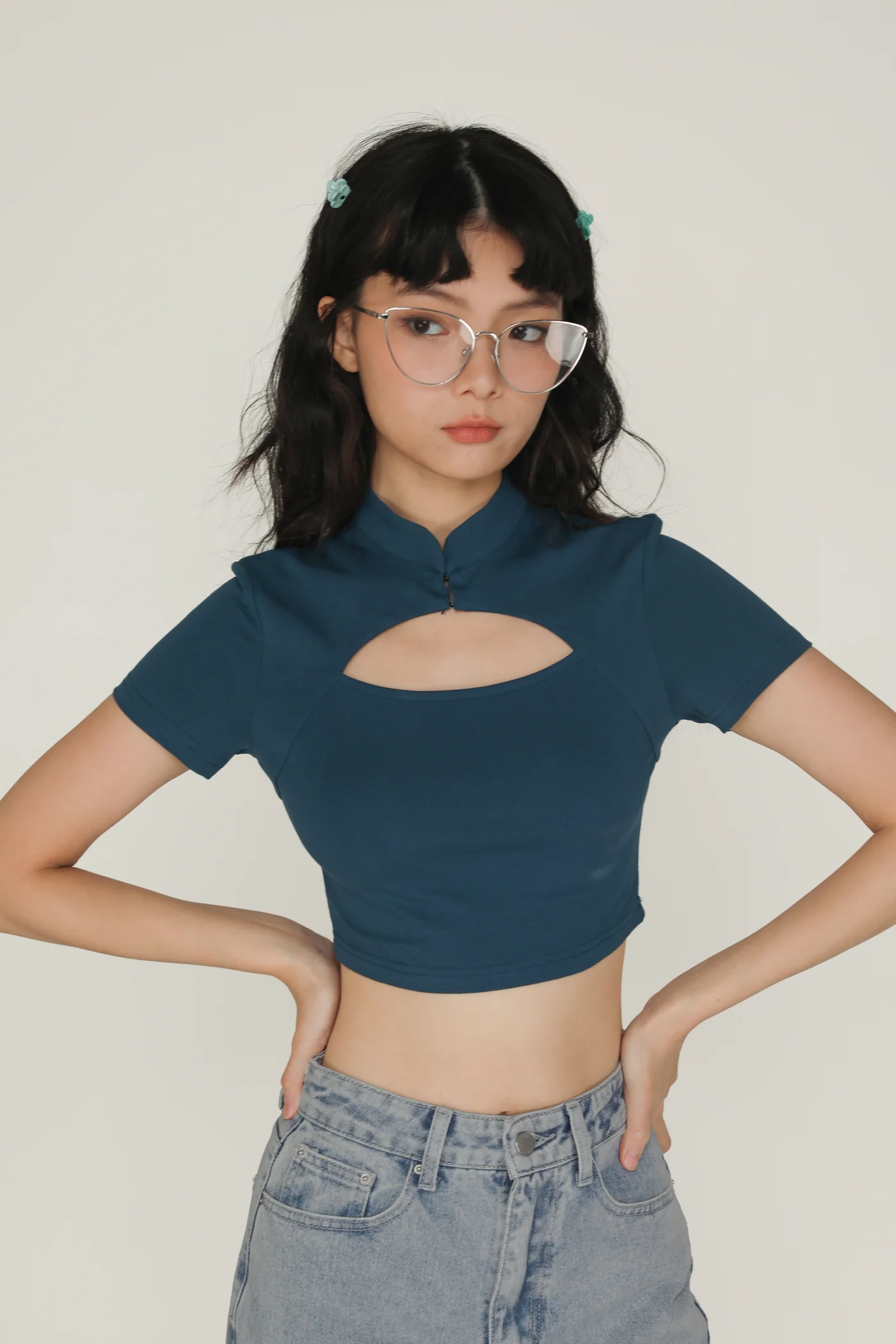 Suki Mandarin Collar Crop Top - Image 26