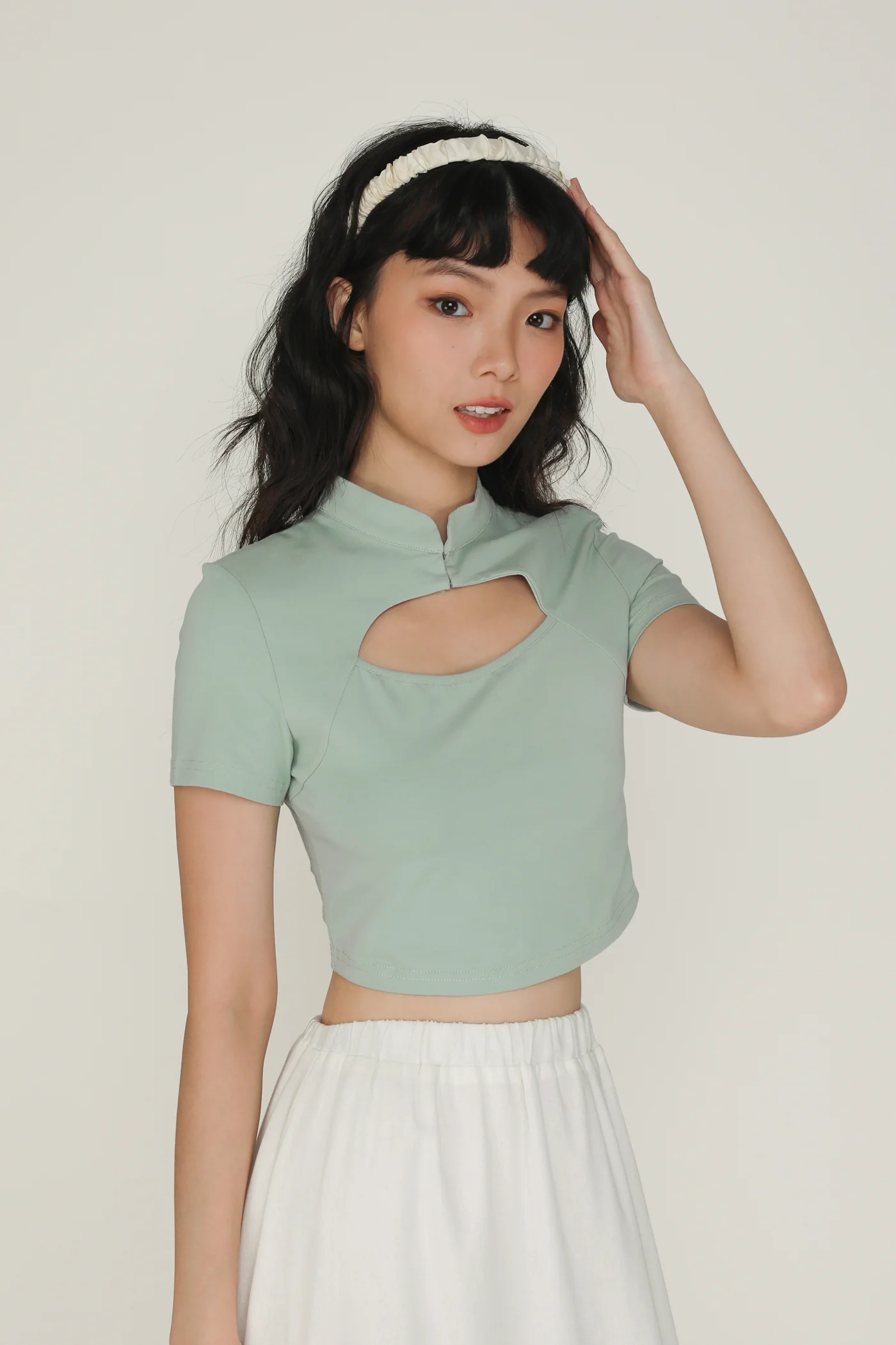 Suki Mandarin Collar Crop Top - Image 39