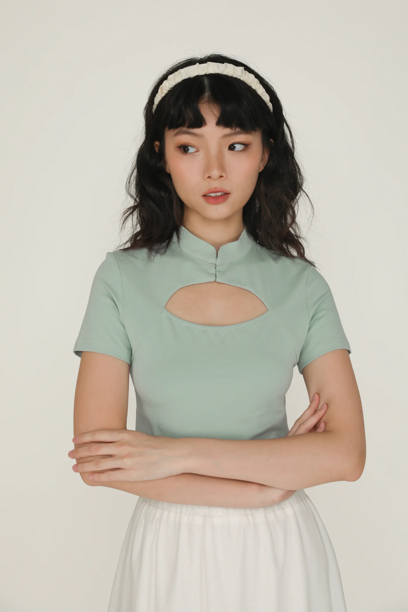 Suki Mandarin Collar Crop Top - Image 41