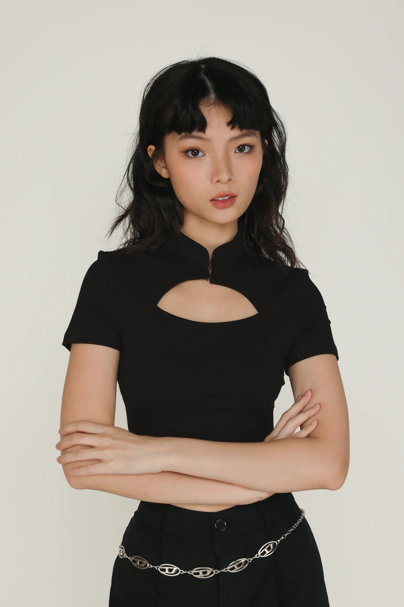 Suki Mandarin Collar Crop Top - Image 51