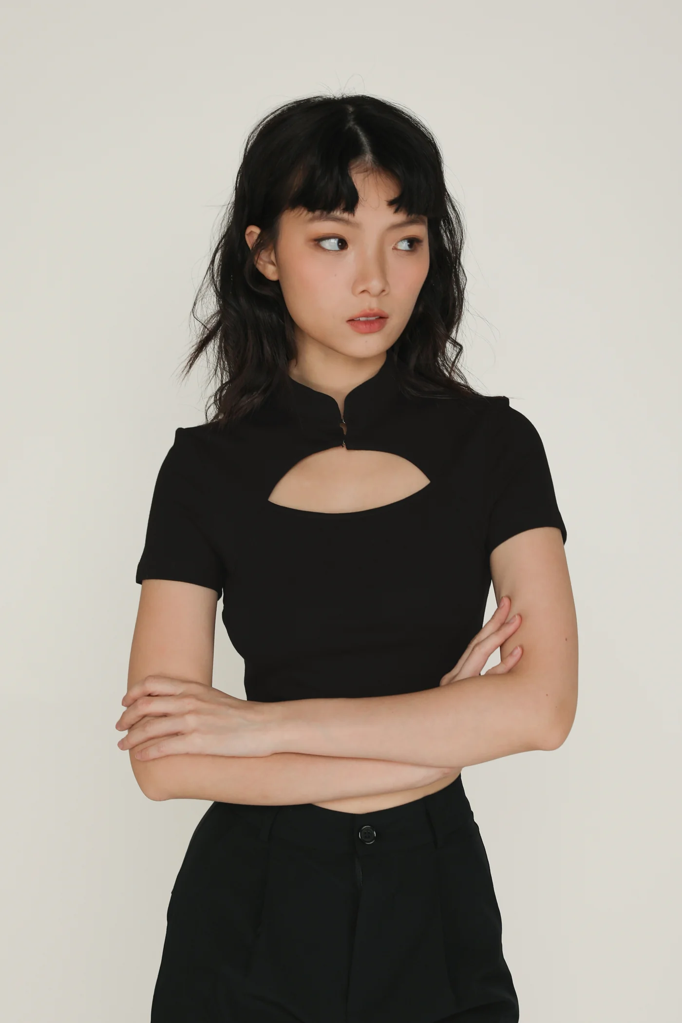 Suki Mandarin Collar Crop Top - Image 55