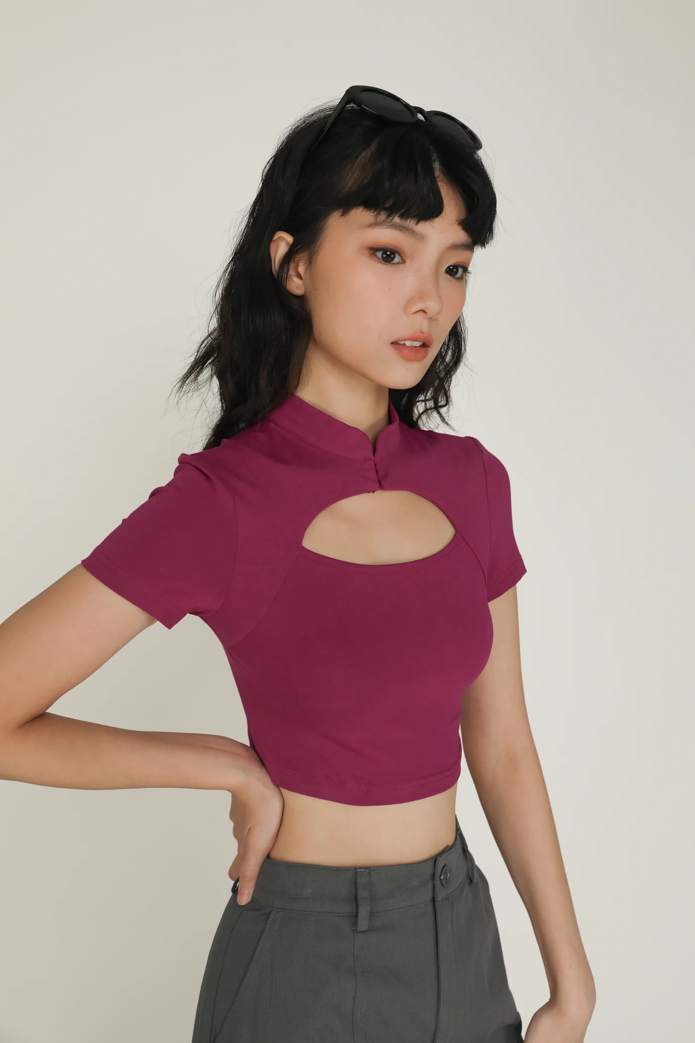 Suki Mandarin Collar Crop Top - Image 61