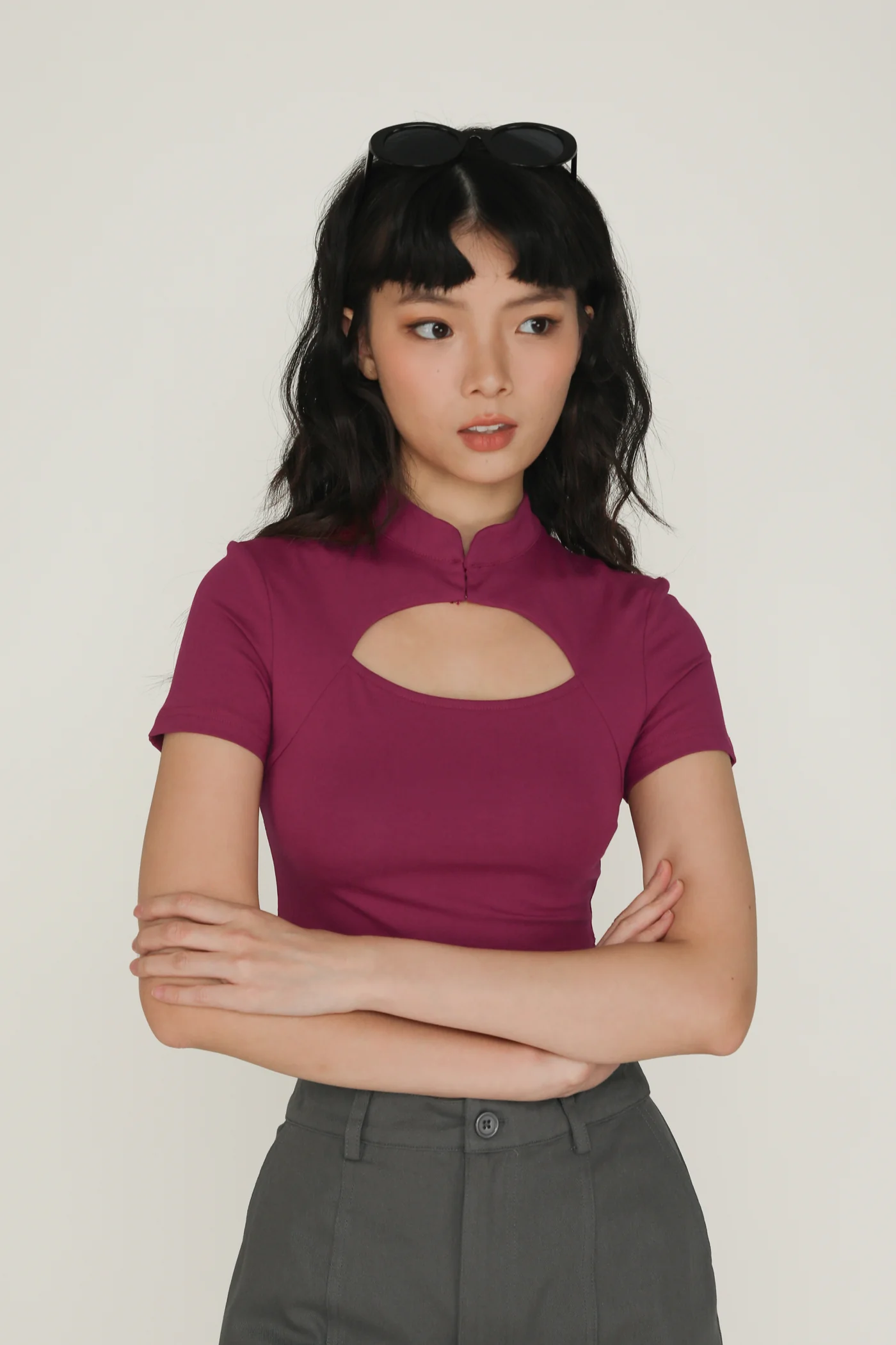 Suki Mandarin Collar Crop Top - Image 62
