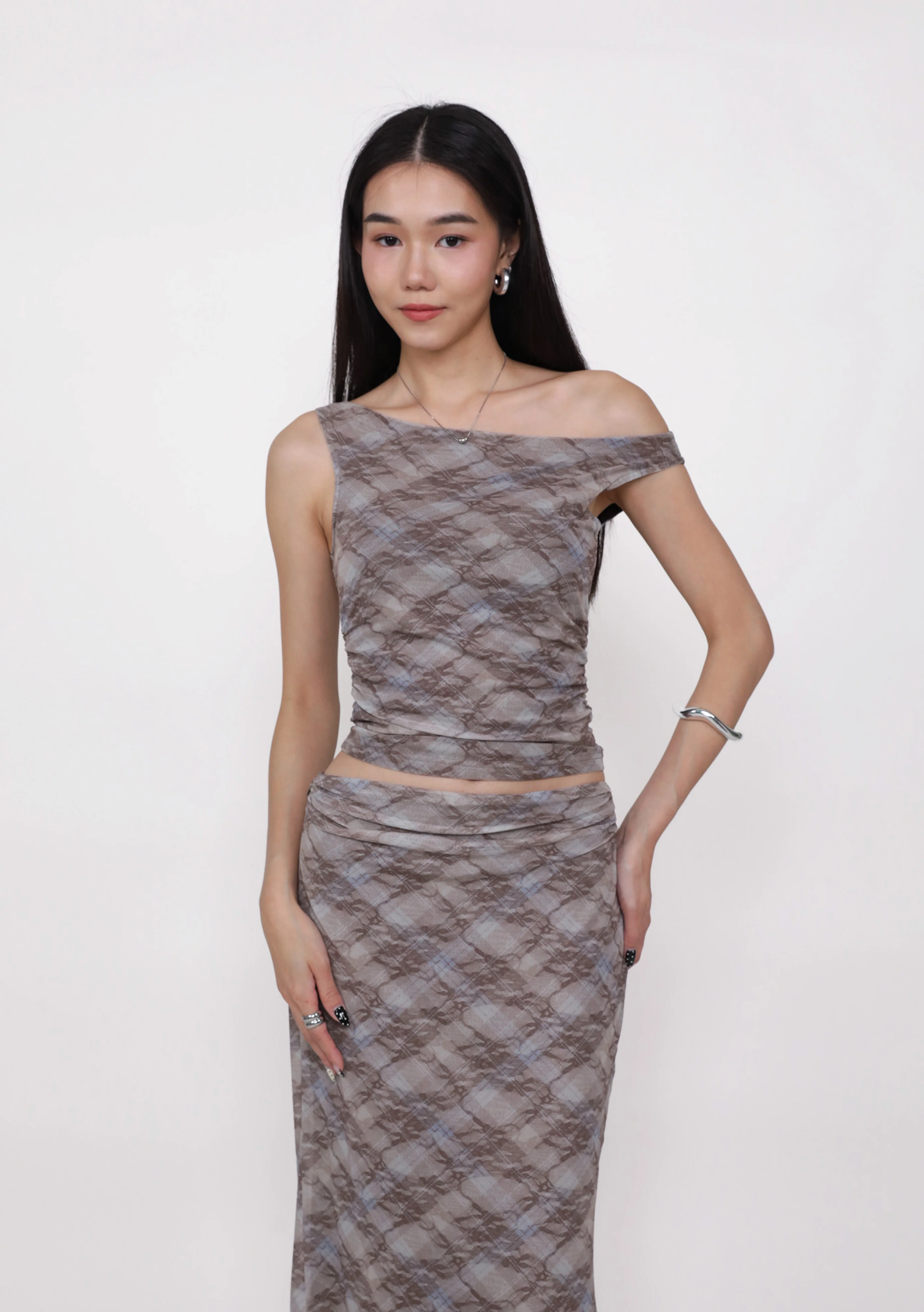 Terra Mesh Padded Boat Neck Top (Prints) - Image 2