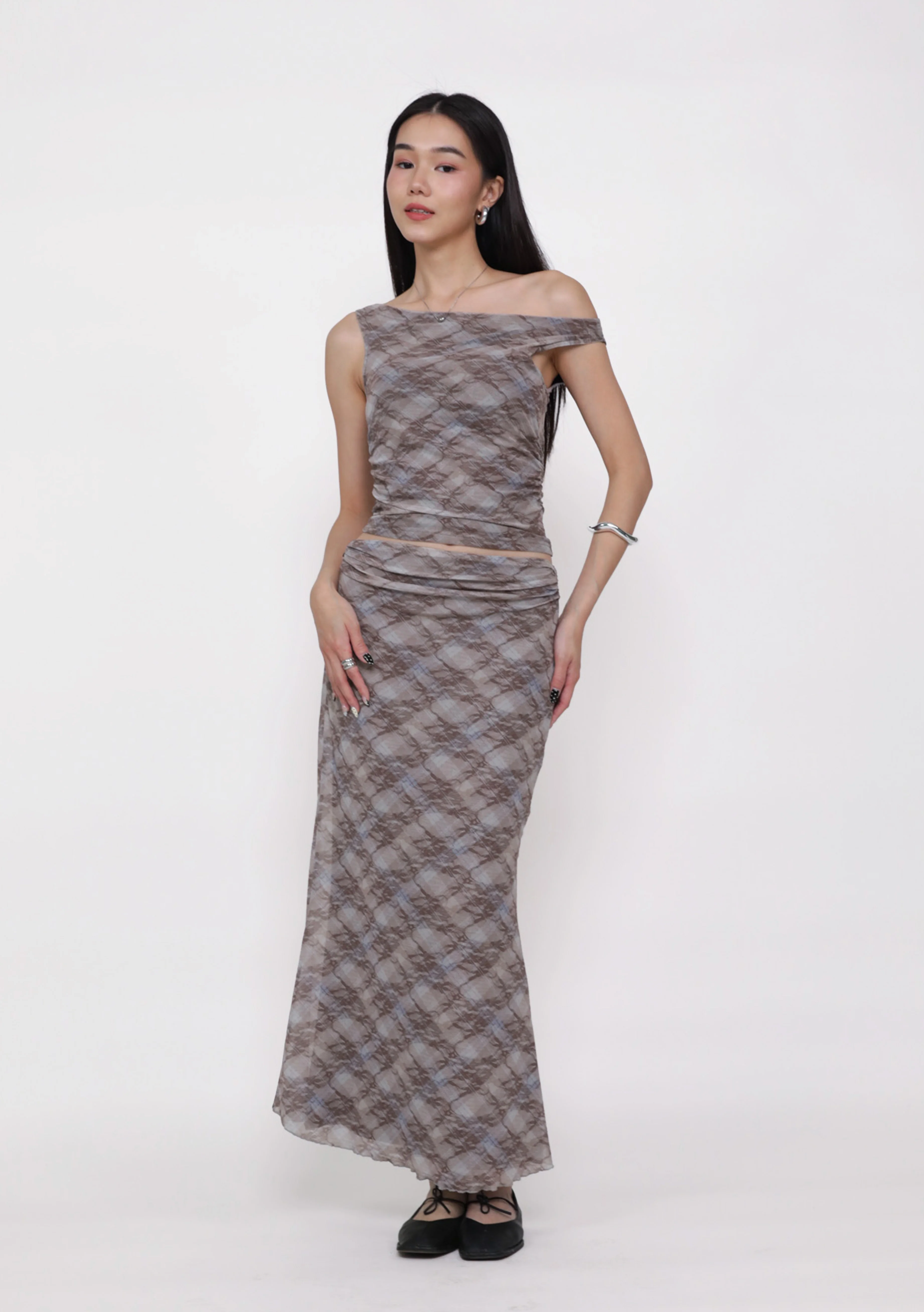 Terra Mesh Padded Boat Neck Top (Prints) - Image 4