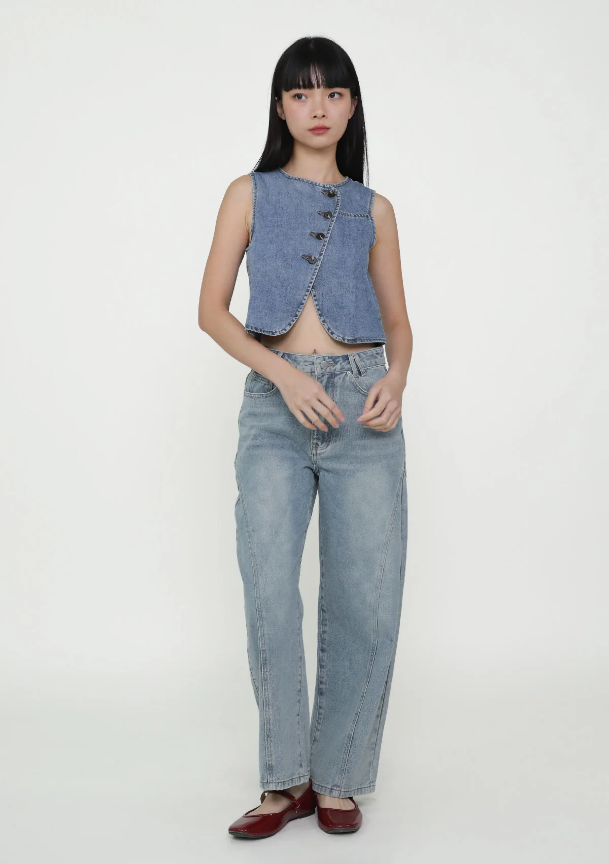 Brandon Topstitch Barrel Denim Jeans - Image 10