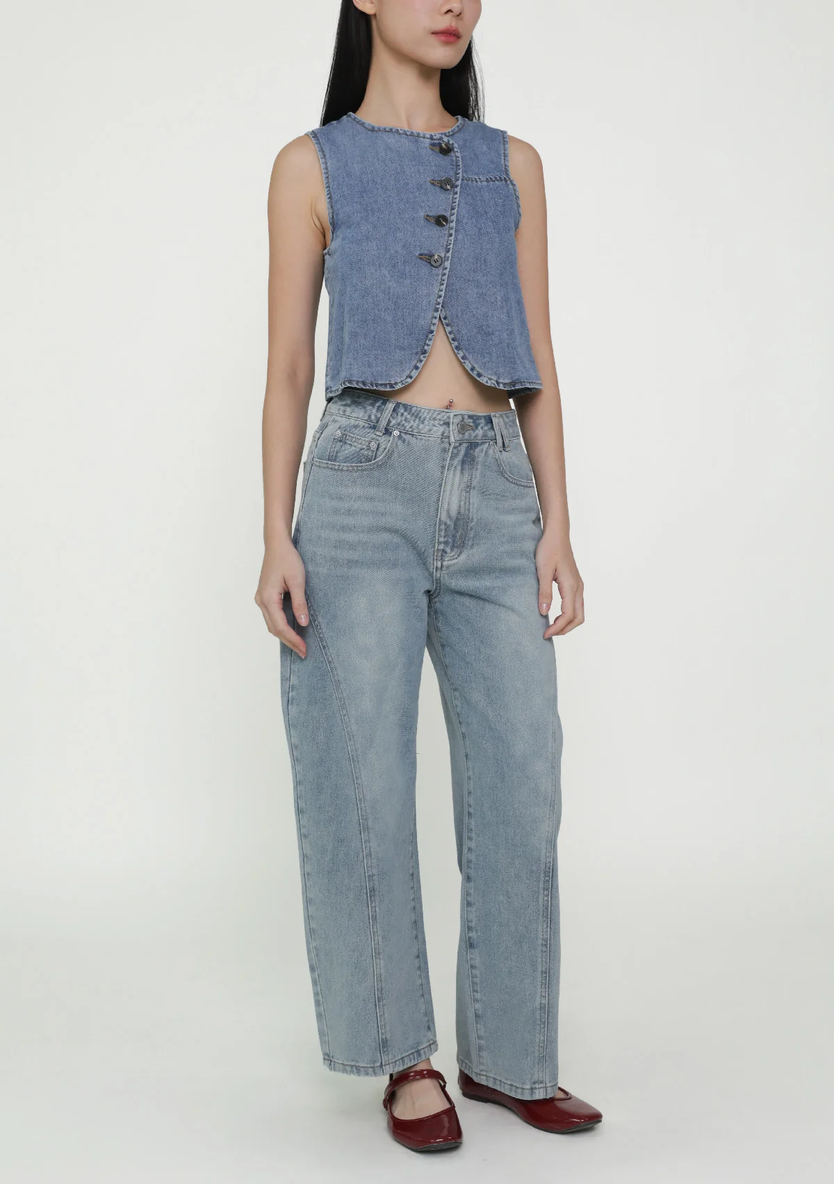 Brandon Topstitch Barrel Denim Jeans - Image 11