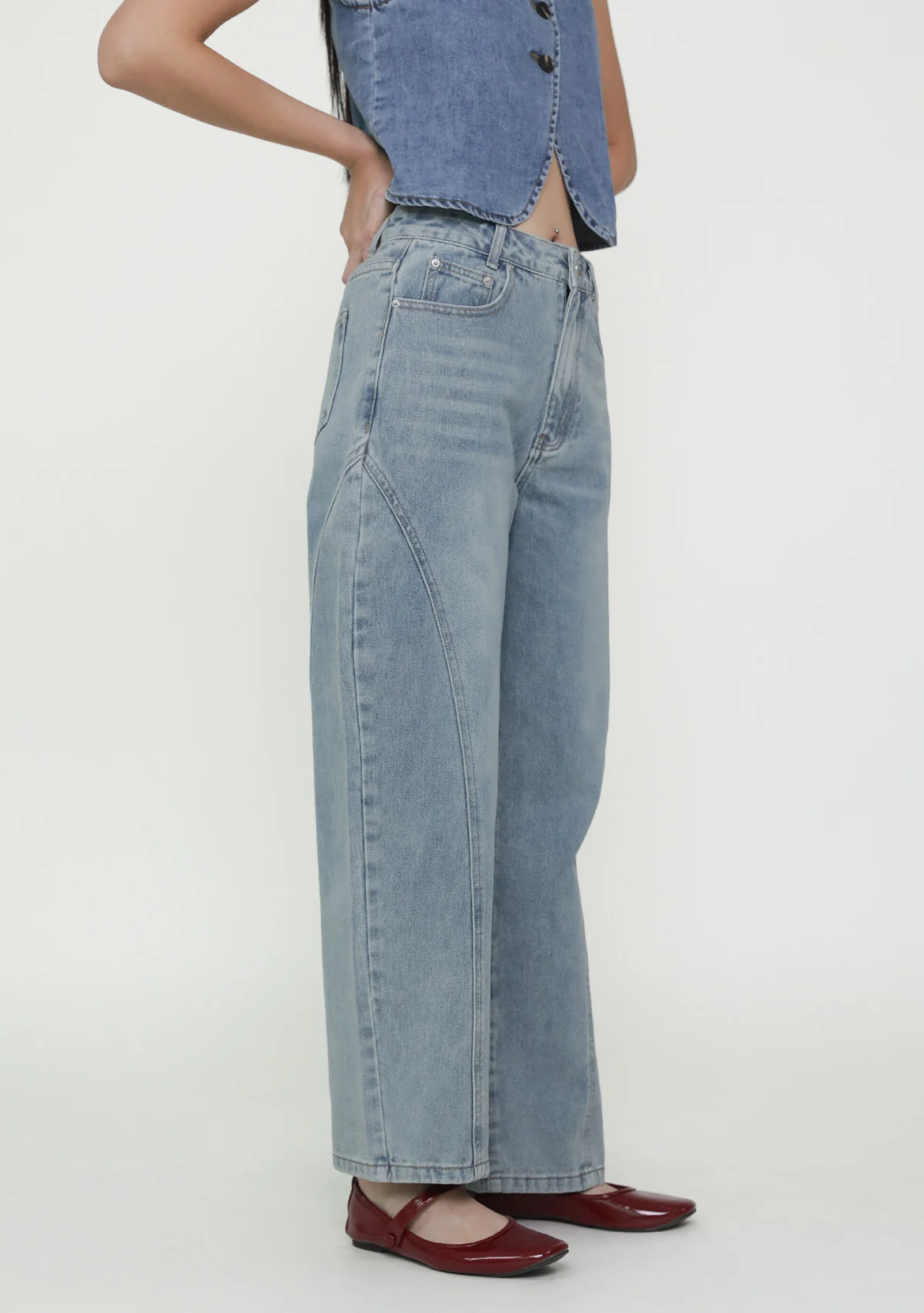 Brandon Topstitch Barrel Denim Jeans - Image 13