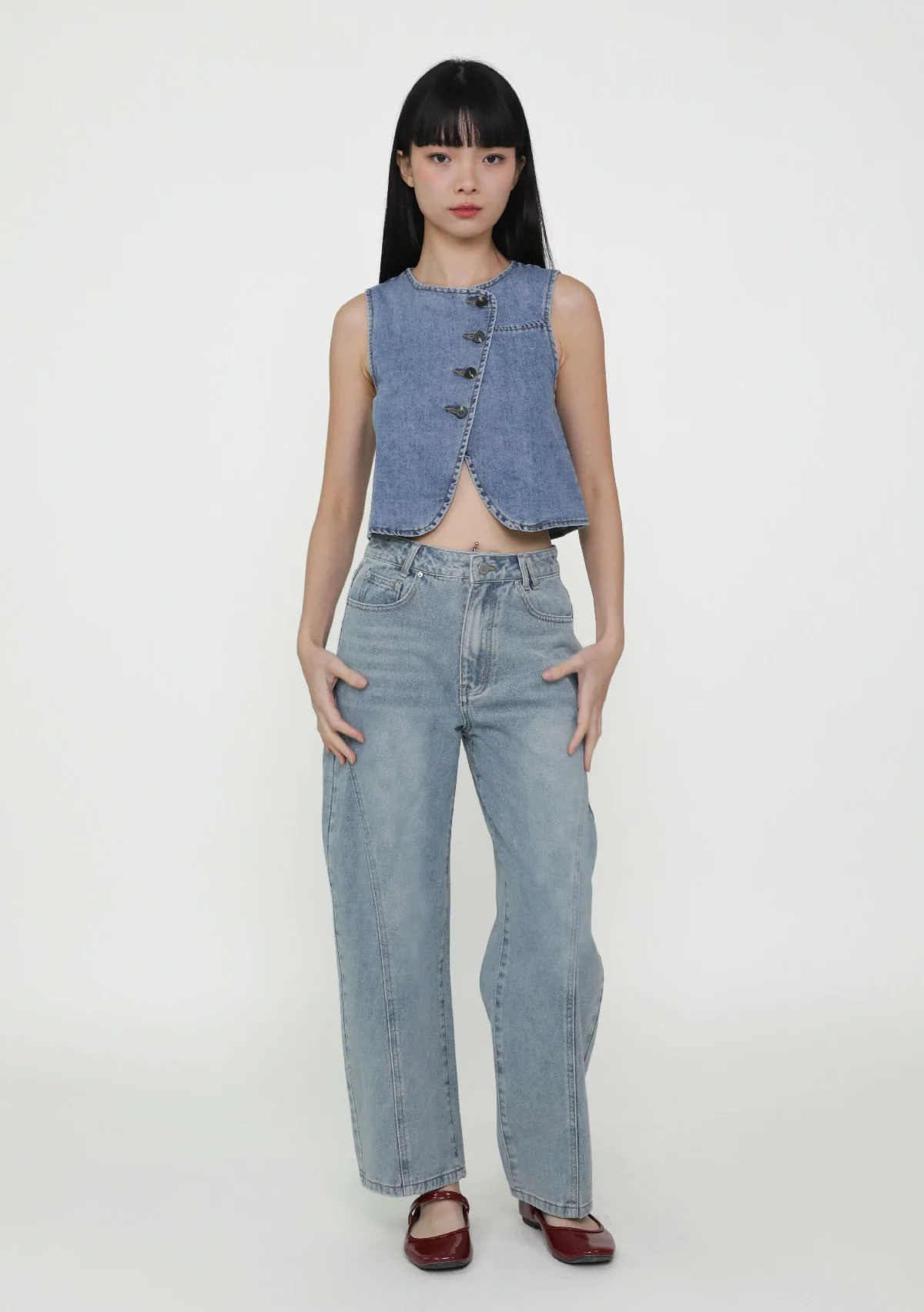 Brandon Topstitch Barrel Denim Jeans - Image 14