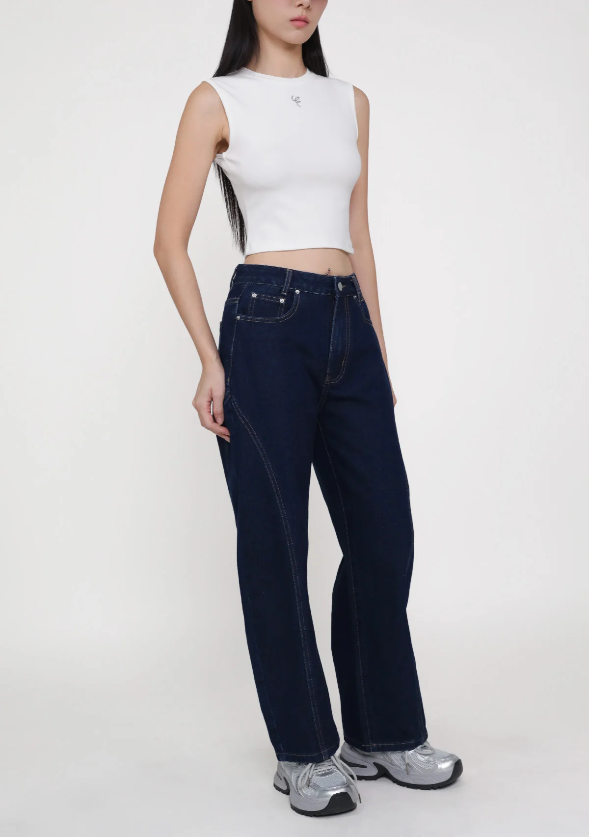 Brandon Topstitch Barrel Denim Jeans - Image 6