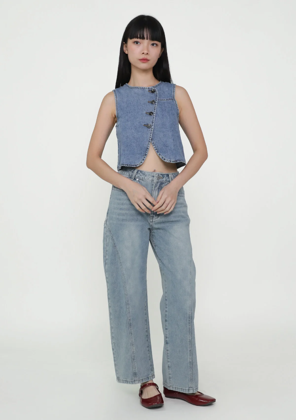Brandon Topstitch Barrel Denim Jeans - Image 9