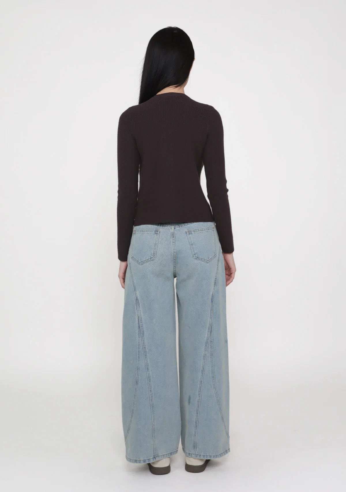 Jake Topstitch Wide Leg Denim Jeans - Image 12