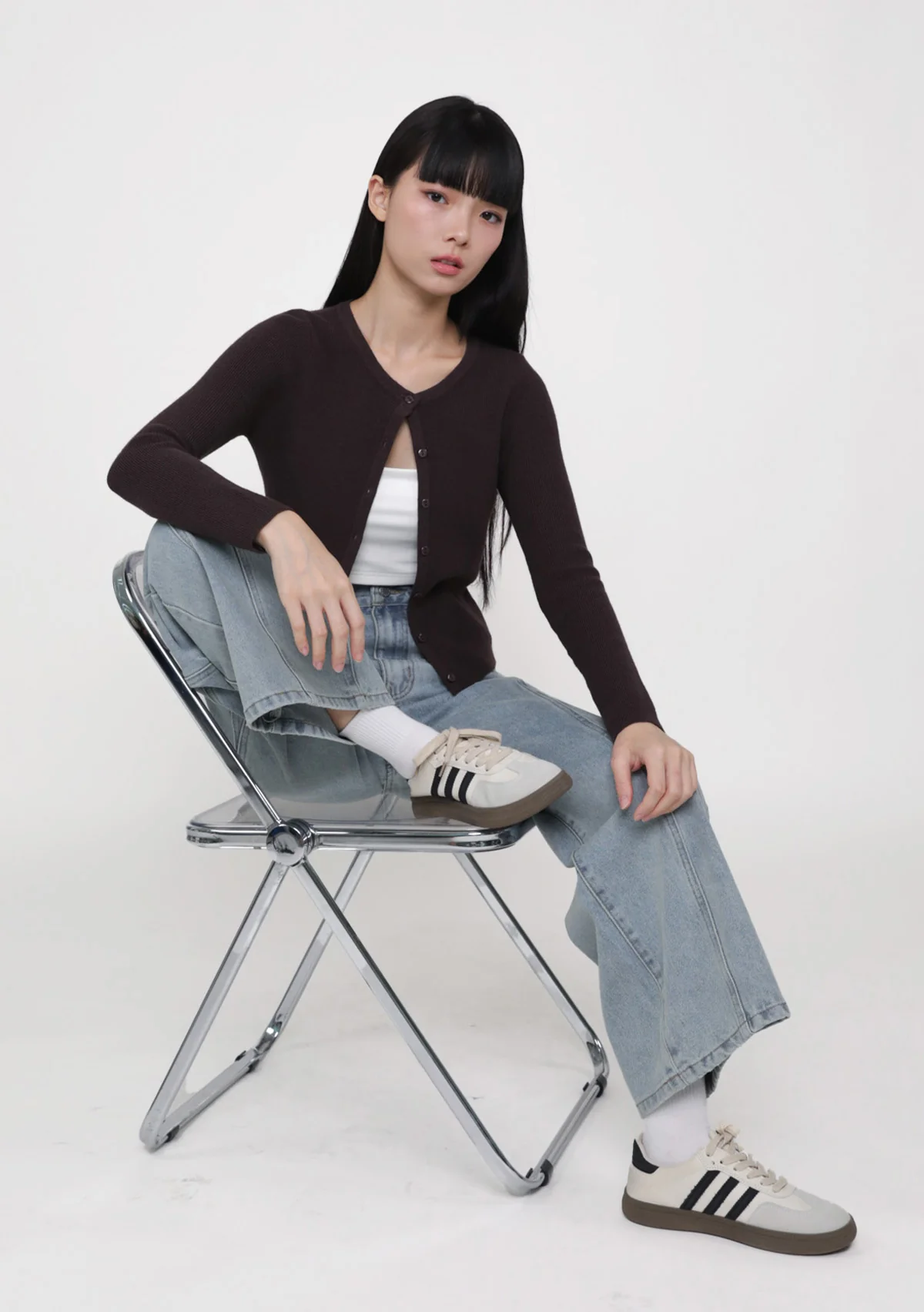 Jake Topstitch Wide Leg Denim Jeans - Image 3