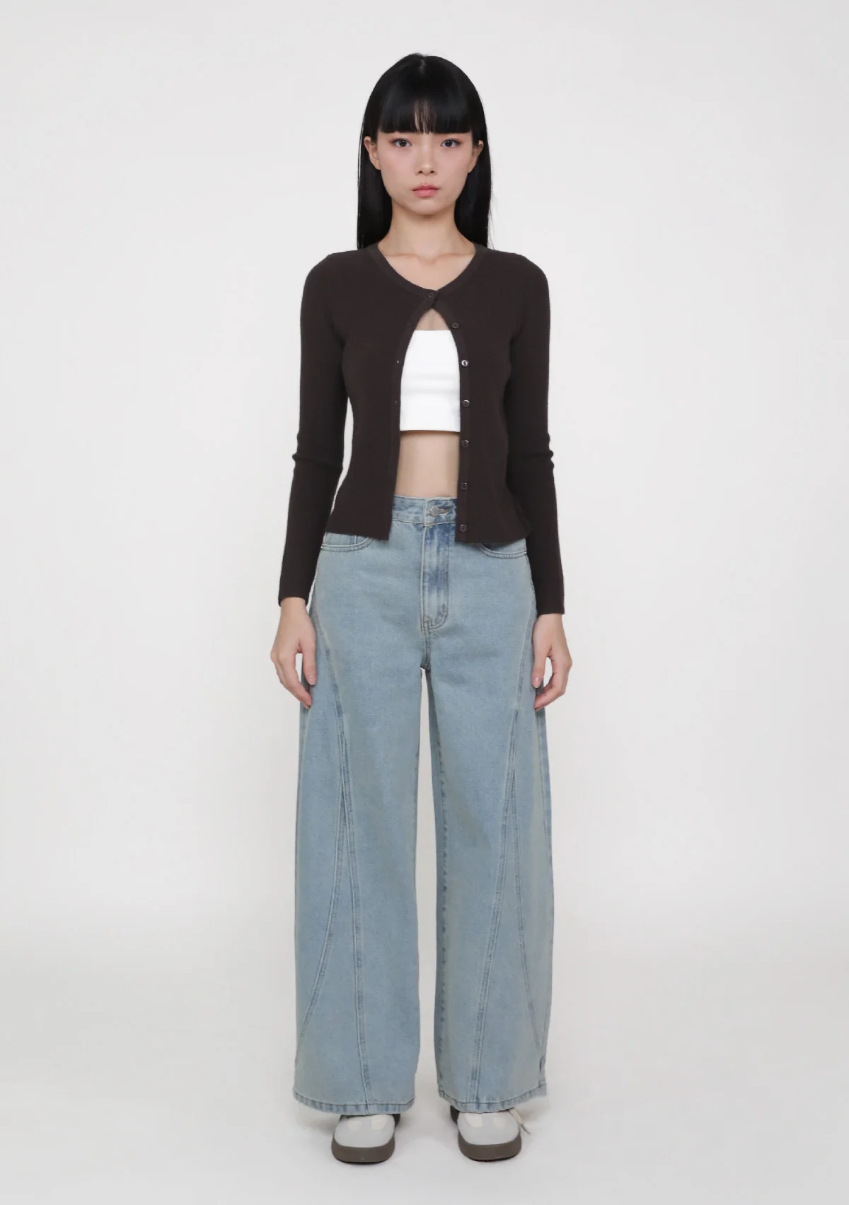 Jake Topstitch Wide Leg Denim Jeans - Image 4