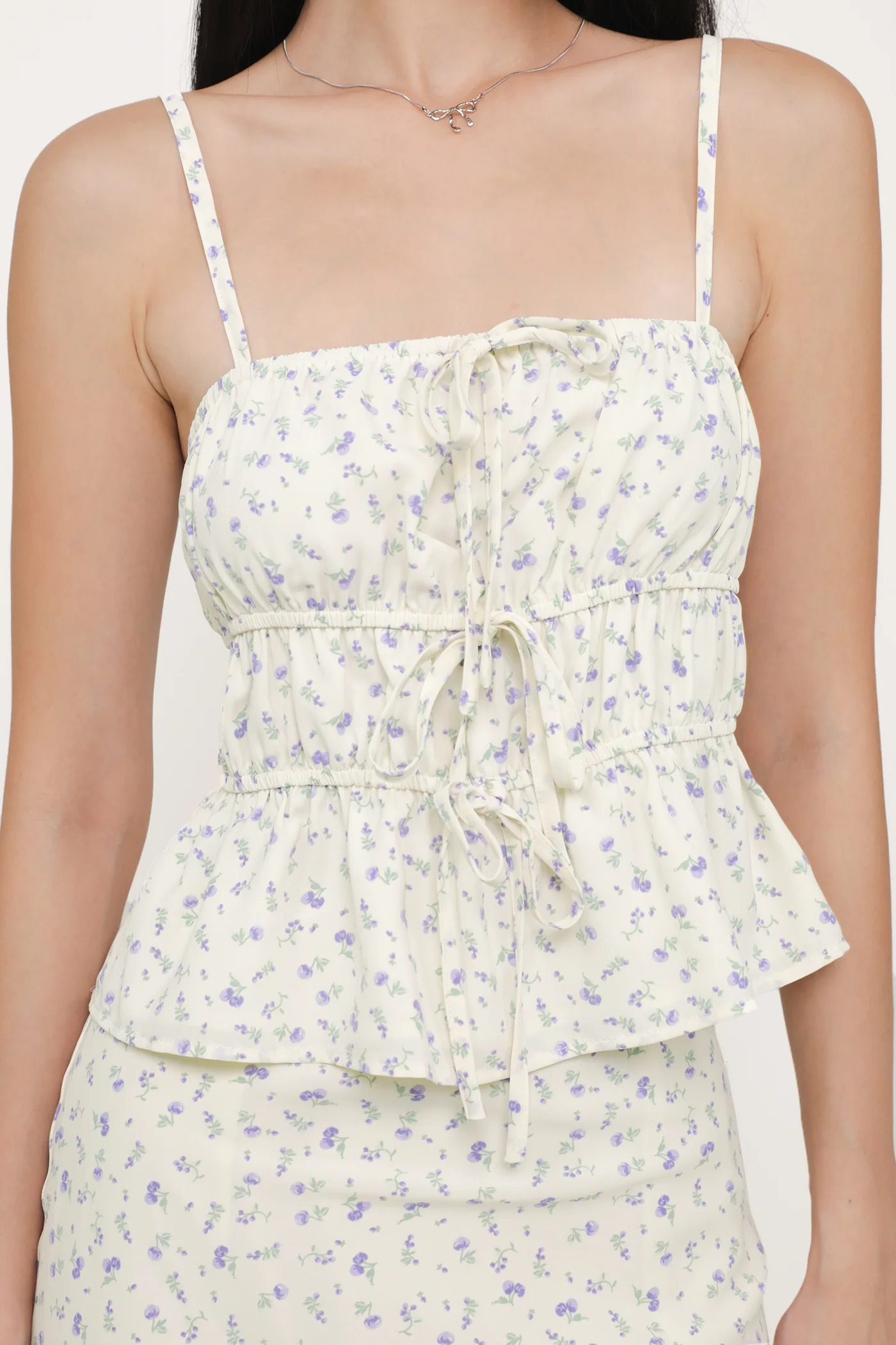 Violetta Ribbon Shirred Top - Image 4