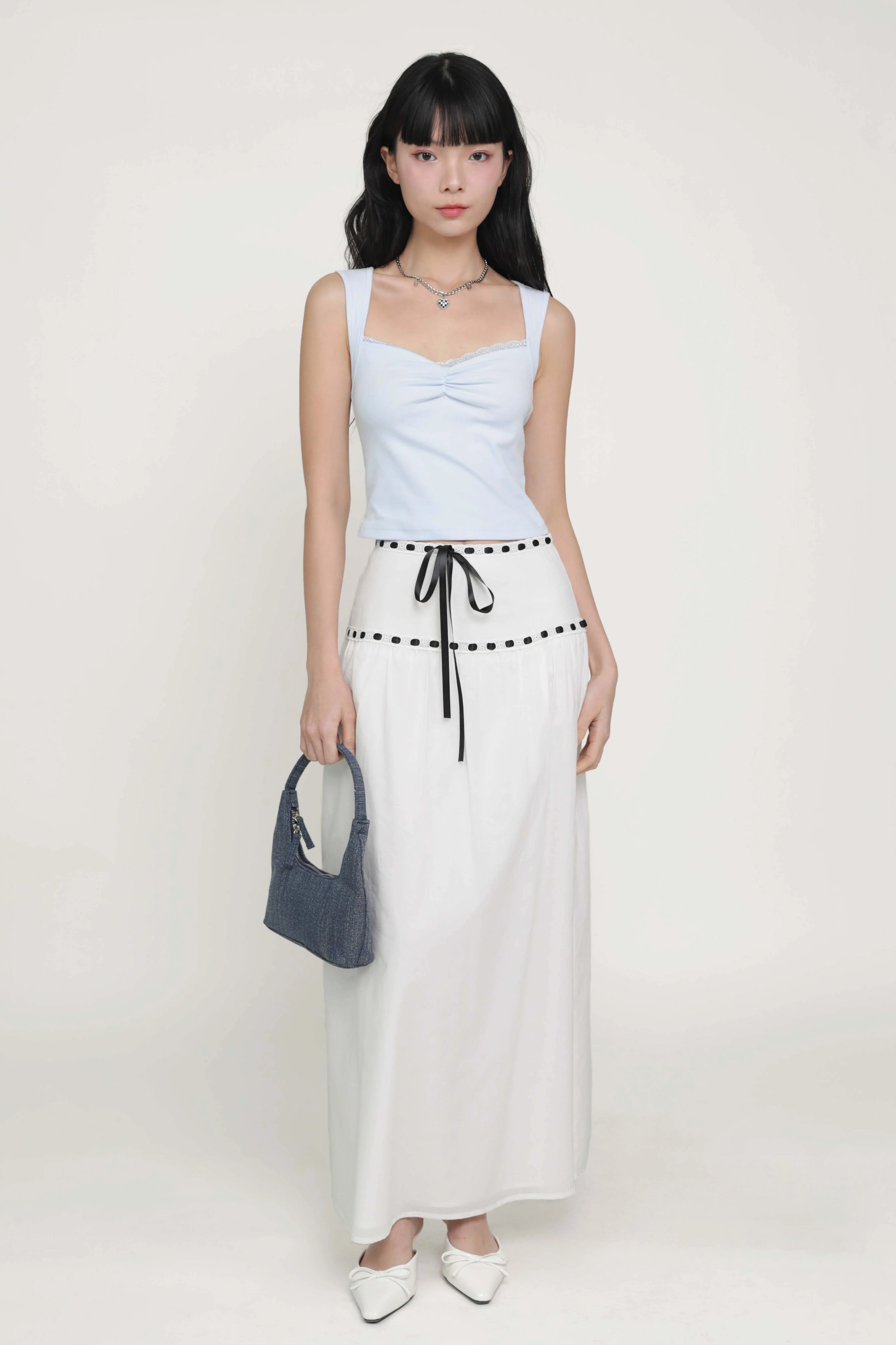 Winifred Ribbon Embroidery Maxi Skirt