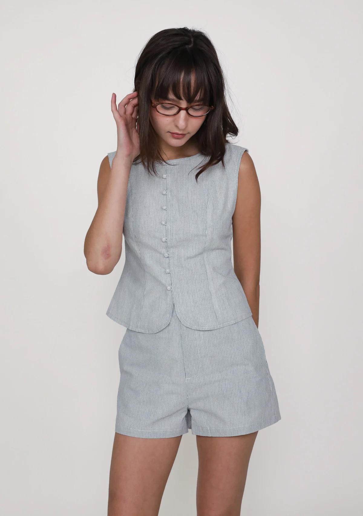 Yena Tailored Shorts (Striped) - Image 7
