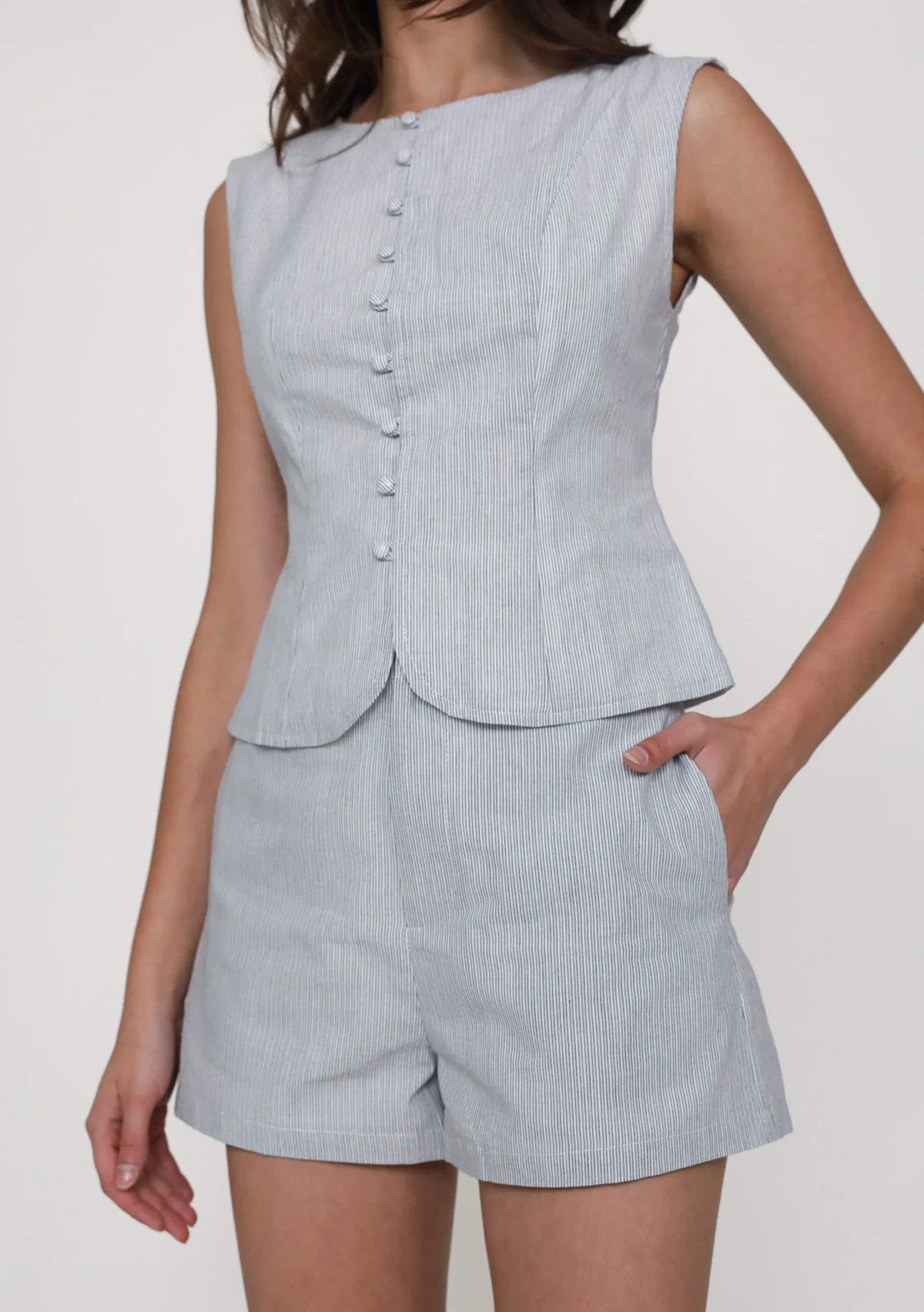 Yena Tailored Shorts (Striped) - Image 9