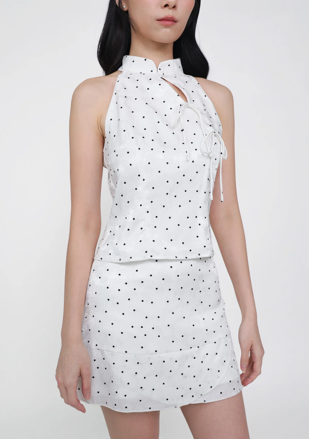 Yun Ribbon Qipao Halter Top (Polka Dot) - Image 10