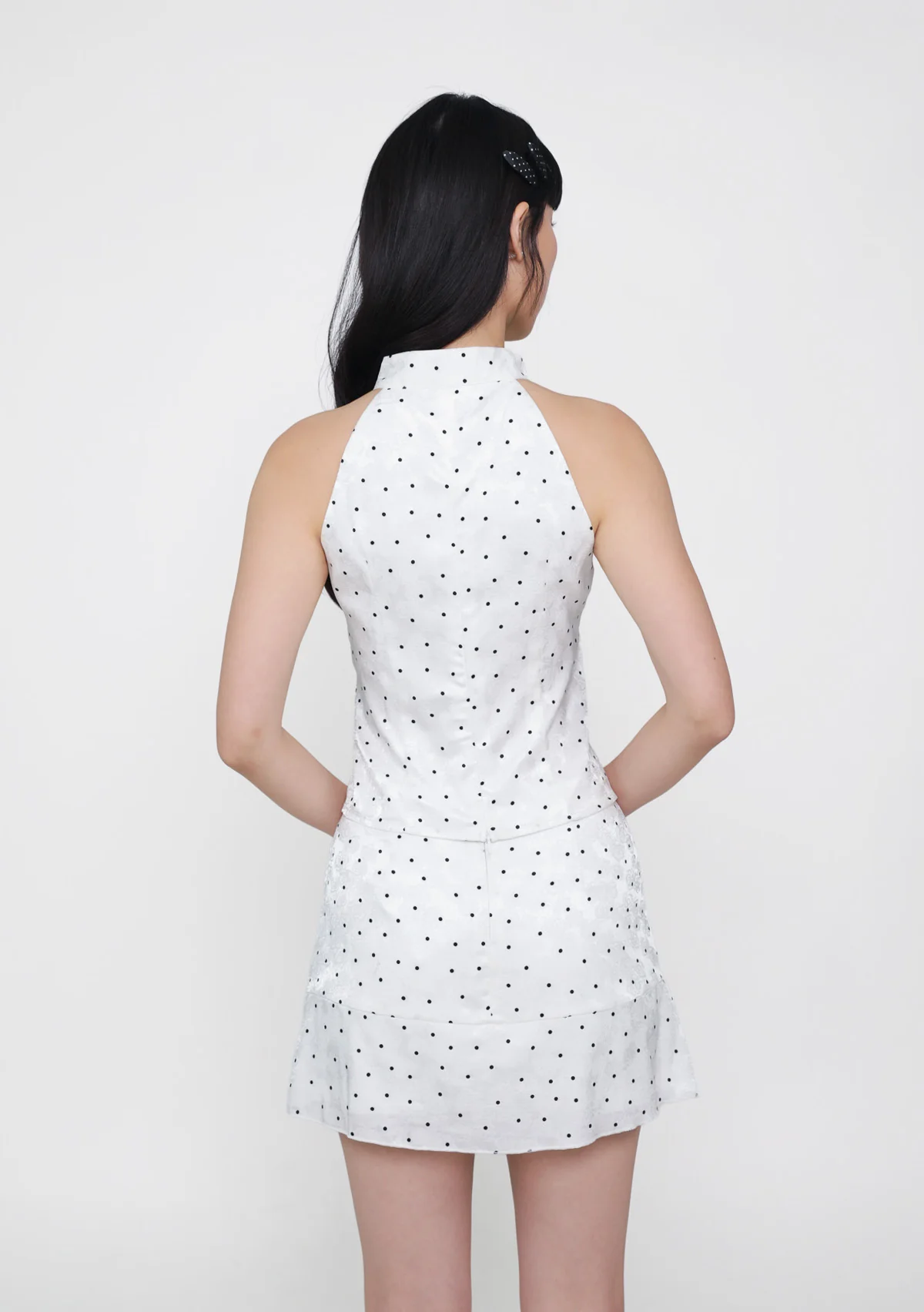 Yun Ribbon Qipao Halter Top (Polka Dot) - Image 11