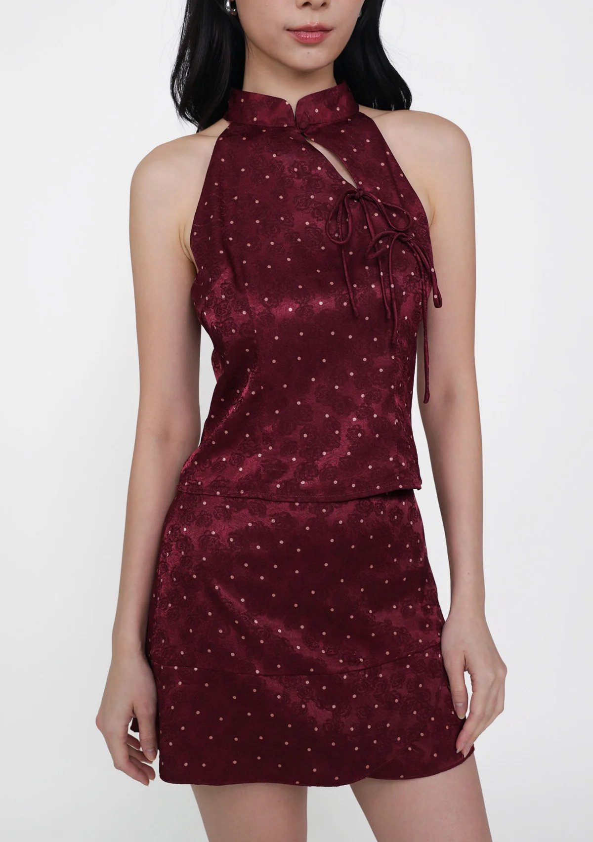 Yun Ribbon Qipao Halter Top (Polka Dot) - Image 6