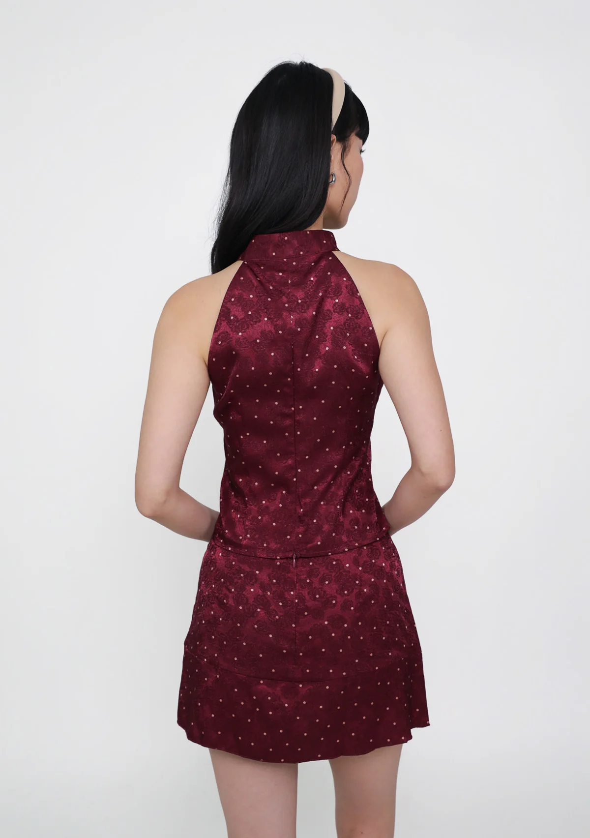 Yun Ribbon Qipao Halter Top (Polka Dot) - Image 7