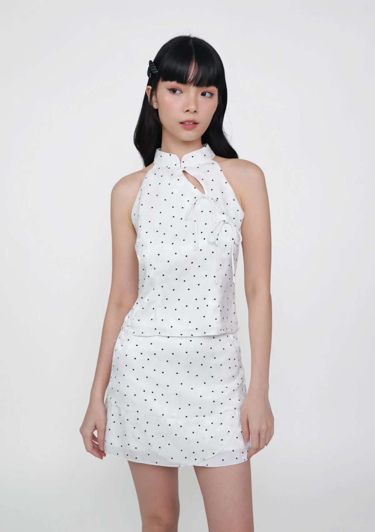 Yun Ribbon Qipao Halter Top (Polka Dot) - Image 9